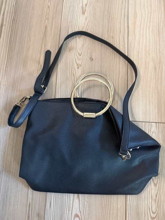 JustFab Handbags - JustFab Black Hobo Bag with‎ Gold Ring Handles